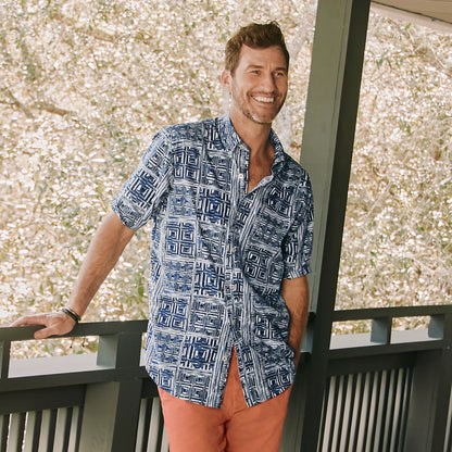 Orvis Men's Heritage Poplin Printed Short-Sleeve Shirt