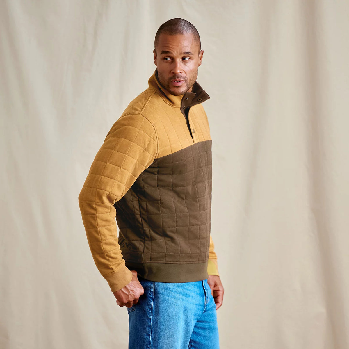 Orvis Men's Battenkill Colorblock Quilted 1/4-Snap Sweatshirt